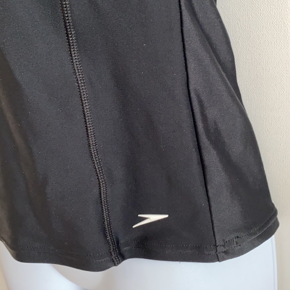 Speedo Black/White Strap V-neck Swim Tankini, Sz S - Picture 2 of 11